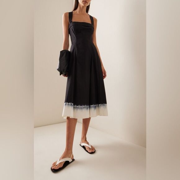 Proenza Schouler White Label Dip Hem Cotton Edie Dress Black Size 4 MSRP $500 - Picture 2 of 7